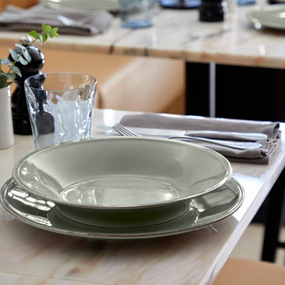 Costa Nova Ceramic Stoneware 5-Piece Place Setting Service for 1 - Friso Collection, Sage Green | Microwave & Dishwasher Safe Dinnerware Set | Food Safe Glazing | Restaurant Quality Tableware