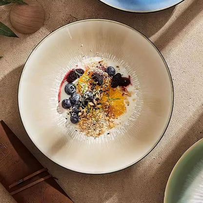 Kitchen Plates Creative Restaurant Salad Pasta Plate Kiln Turned Into Dinner Plate Hotel Appetizer Plate Dessert Plate Soup Plate Restaurant Plates(9inch)