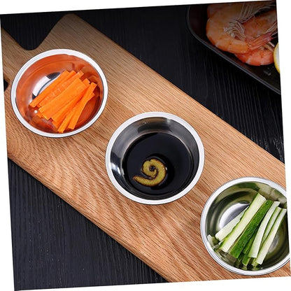 8Pcs Stainless Steel Sauce Plates for Kitchen Condiments and Seasoning Small Appetizer Plates for Soy Sauce Vinegar Spices and Dips Easy to Clean and Store Simple Design Matching Tableware