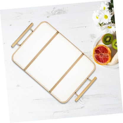 Cabilock Rectangular Serving Tray with Handles Small Decorative Tray for Coffee Table Kitchen Counter and Home Use for Tea Snacks and Cosmetics Display