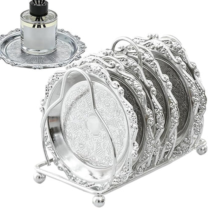 Retro Metal Serving Tray,Stainless Steel Snack Platter | Metal Serving Platters,for Homeowners Home Apartment Kitchen Dining Table Bar Office Buffet Entertainers Dinner Party Wedding