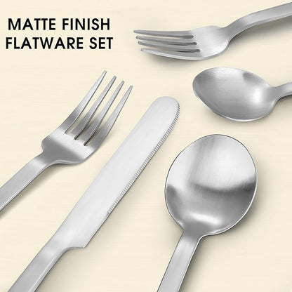 Silverware Set, LAZAHOME 40-Piece Flatware Cutlery Set Service for 8, Stainless Steel Kitchen Utensil Set, Spoons And Forks Set, Matte Finished, Dishwasher Safe