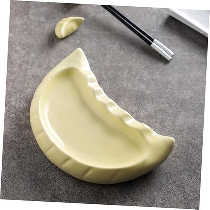 Cute Dumpling Shaped Ceramic Plate Versatile Appetizer Tray for Snacks Desserts Salads Porcelain Dinnerware Microwave Dishwasher Safe for Family Gatherings