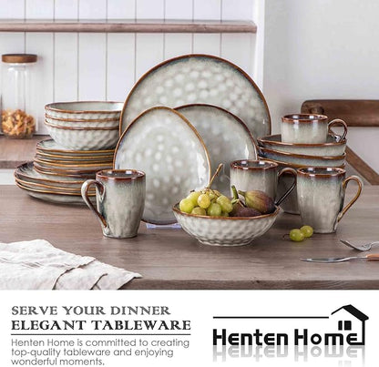 Henten Home Ceramic Appetizer Plates, 6.75 Inch Porcelain Dessert Plate, Cake, Snack Plates Set of 4, Salad Plate for Kitchen, Holiday Gifts, Dishwasher Safe (White)