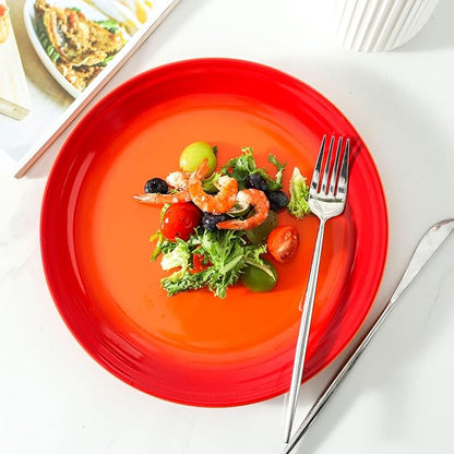 Hasense Ceramic Dinner Plates Set of 2, 10 Inch Premium Dinnerware Dishes, Salad Serving Plates Elegant & Durable, Oven, Microwave & Dishwasher Safe,Perfect for Family and Entertaining,Gradient Orange