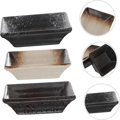 3 Pcs Japanese Style Ceramic Seasoning Dish Set Multifunctional Appetizer Plates for Dipping Sauces for Sushi Ketchup BBQ