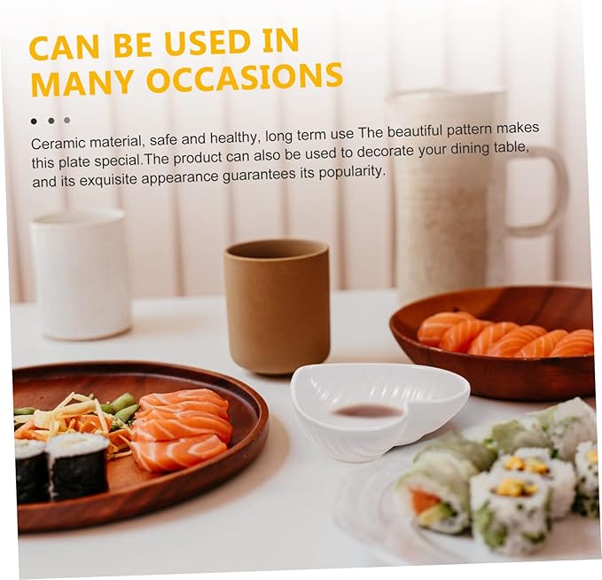 GLEAVI 4pcs Heart-shaped Ceramic Sauce Dishes Seasoning Bowl Serving Plate Charcuterie Plate White Serving Platter for Sauces Soy Mustard Vinegar Desserts Condiments Appetizers