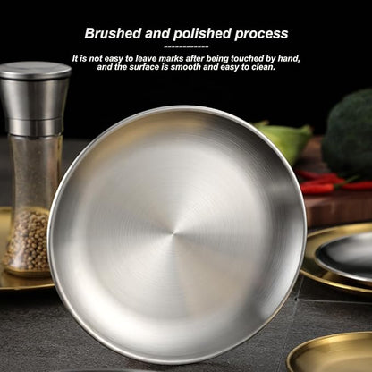 2 PCS Coffee Table Tray, Stainless Steel Serving Tray, Smooth Edges, Wire Drawing Process, Waterproof and Slip Resistant, Multifunctional(Gold,30x2CM/12x0.8IN)