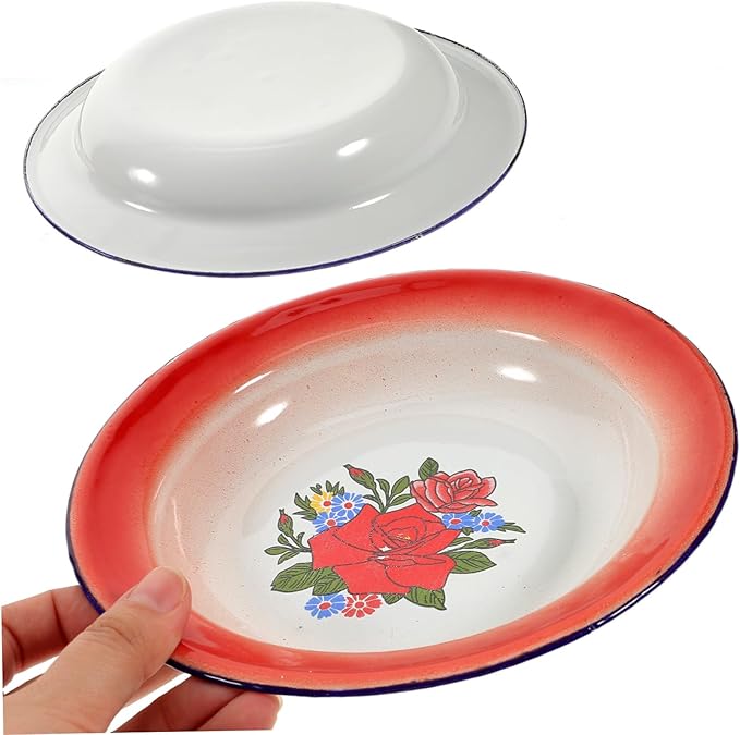 IMIKEYA 2pcs Retro Floral Plates Thick Vintage Ceramic Serving Dishes for Appetizers and Fruits Stylish Kitchen Home Supply