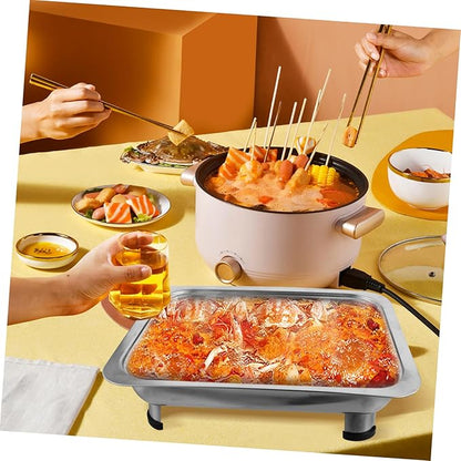 Luxshiny Stainless Steel Dinner Plate Platters Food Tray Rectangular Dish Banquet Serving Trays Reusable Snack Tray Buffets Style Elegant Buffet Trays with Lids Warmer Party Plastic Silver
