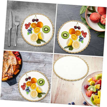 Double Ceramic Fruit and Appetizer Plate White Salad Dish for Party Serving Side Dish Tray for Dessert Pasta and Snacks in Home Restaurant