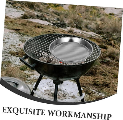 Mobestech Stainless Steel Round Serving Tray Seafood Platter for Bbq and Snacks Elegant Silver Cooking Utensil for Home Parties and Outdoor Cooking Easy to Clean and Stackable