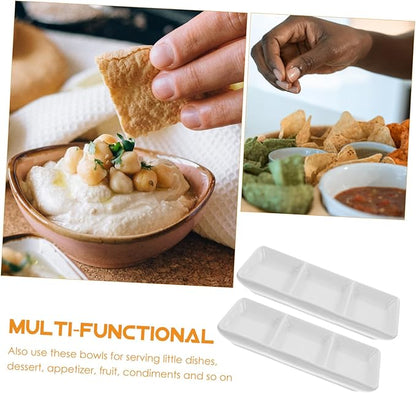 Cabilock 2pcs Rectangular Ceramic Sauce Dishes Divided Plates for Appetizers Fruits and Snacks Versatile Snack and Seasoning Bowls for Home Parties and Restaurants