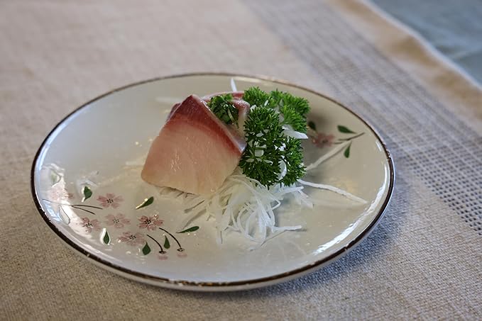 Ceramic Appetizer/Dinner Plates, 8 Inch Round Serving Plates (4, Pink Sakura)