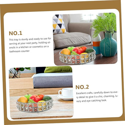 Mikinona Round Mirror Tray Decorative Serving Tray for Food for Home Round Platter Silver