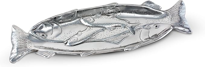 Arthur Court Designs Aluminum Trout Oblong Tray 19 inch x 6.5 inch
