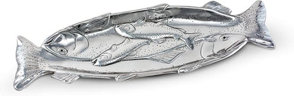 Arthur Court Designs Aluminum Trout Oblong Tray 19 inch x 6.5 inch