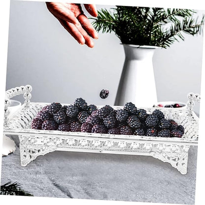 Happyyami Silver Metal Fruit Tray Snack Bowl Candy Container Nut Holder Decorative Serving Plate