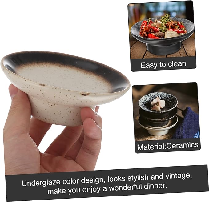 PRETYZOOM 3pcs Japanese Style Ceramic Sauce Dipping Dish Unique Seasoning Plates for Condiments Appetizers Snacks Versatile High-temperature Resistant Tableware for Home Dining