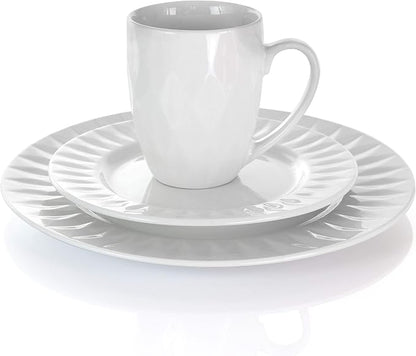 Elama White Porcelain Dish Dinnerware Set, 18 Piece (Elama Glossy)