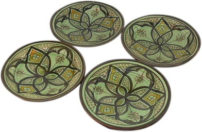 Moroccan Ceramic Plates Handmade Appetizer Tapas Serving Set of Four