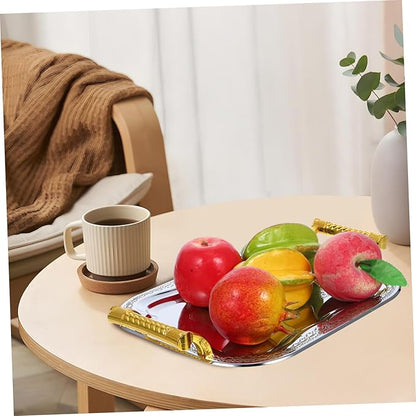 Antique Look Serving Tray Stainless Steel Handles Versatile Dishes for Home Decor
