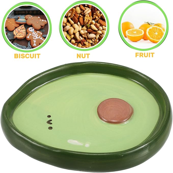 Avocado-shaped Ceramic Plate 4-inch Hand-painted Porcelain Fruit Dish Snack Appetizer Salad Plate for Home Dining and Party Serving