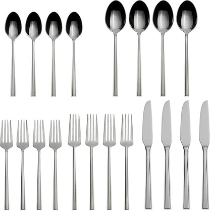 Oneida Diameter 20 Piece Fine Flatware Set, Service for 1 , 18/10 Stainless Steel, Silverware Set, Dishwasher Safe