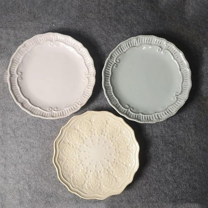 SONGCHAO Party Supplies Plate Ceramic Household Dishes Breakfast Lunch Dinner Afternoon Tea Steak Household Commercial Kitchen Fruit Tray Party Plates (Color : 007)