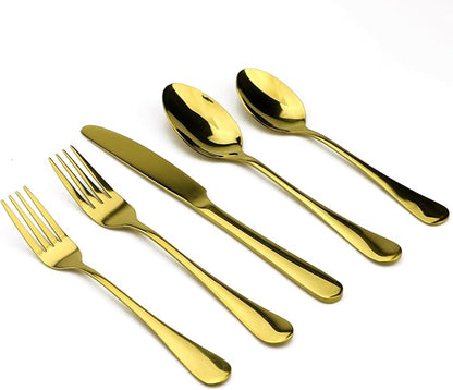 30-Piece 18/0 Stainless Steel Classical Flatware Set, Mirror Polishing Gold, Service for 6