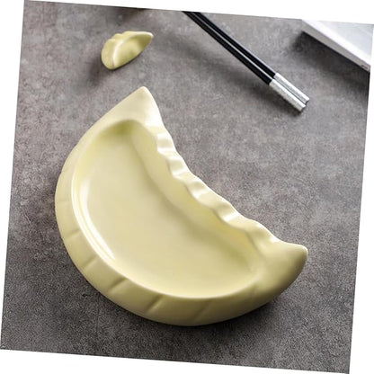 Alipis Dumpling-shaped Ceramic Plate Creative Dinnerware for Appetizers Snacks and Decorative Use Microwave and Dishwasher Safe Plates for Kitchen Dining