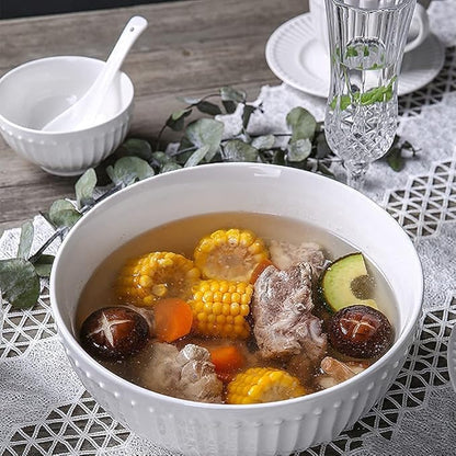 Dinnerware Sets - Luxury Dishes Service Set, 19 Pcs Dinnerware Sets, Porcelain Tableware Set with Plates and Bowls, White Ceramic Dinner Set, Microwave and,