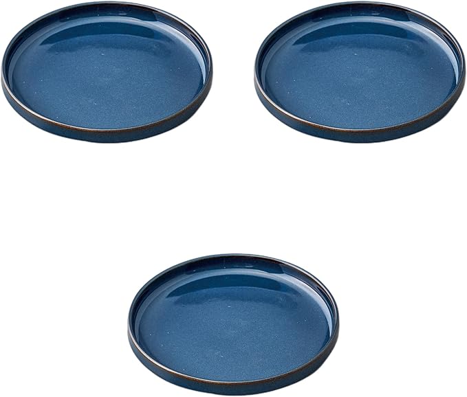 Set of 3, JM Style 9.1 inches (23 cm) Shallow Type Stack Plate, Blue, 9.1 x 0.8 inches (23.1 x 2 cm) | Medium Plate Ceramics Setomonohonpo