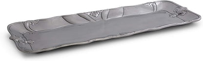 Arthur Court Designs Aluminum Metal Fleur-De-Lis Oblong Food Serving Tray Centerpiece 18 inch x 7 inch