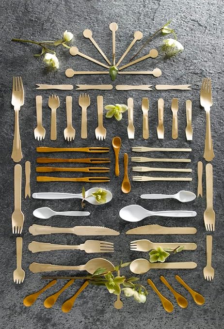 PacknWood 210WRENK44-Wooden Cutlery Set for Serving-Biodegradable Bamboo Perfect for Serving,Silverware set,Tasting or Eating-Wood Cooking Set [Fork,Knife,Napkin & Spoon] (“8.5” in)-(Case of 100)