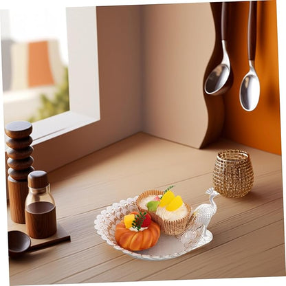 GLEAVI Delicate Decorative Metal Serving Tray for Fruit and Snacks Elegant Peacock-theme Platter for Living Room and Dining Use for Parties and Gatherings