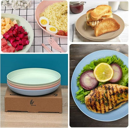 Wheat Straw Plates Lightweight Unbreakable Dinner Dishes Plates Set Dishwasher & Microwave Safe (Extra Large 8 Pack 10')