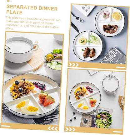 Ceramic Divided Plate for Food Serving Tray Smooth Surface for Appetizers Desserts and Healthy Meals for Family Gatherings and Parties