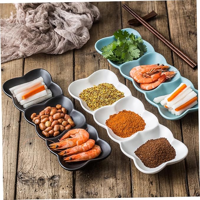 Ciieeo Nordic Style Ceramic Appetizer Serving Tray Plates for Dips and Condiments Sturdy Practical Design for Everyday Use and Gatherings White