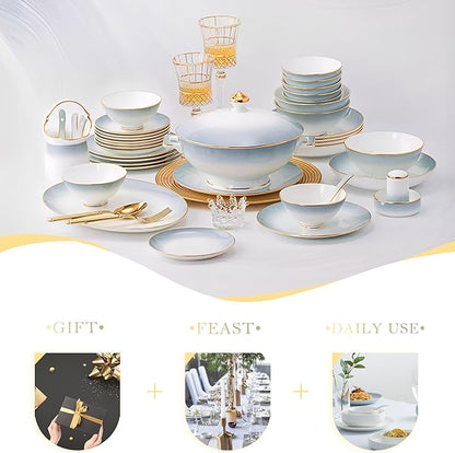 60 Pcs, Top Ceramic Bone China Dinnerware Set, Fine China Dinnerware Sets, Ceramic Tableware Set, Chinese Gifts