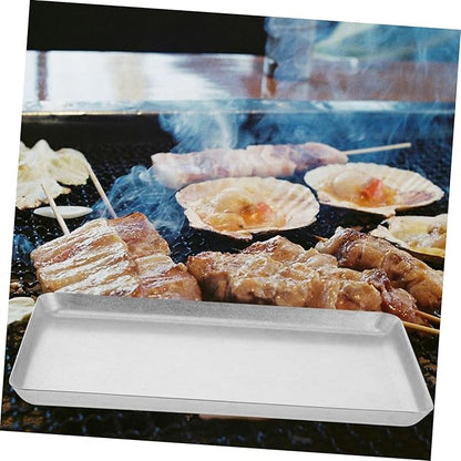 Stainless Steel Serving Tray Capacity BBQ Plate for Skewers Utensil Organization Outdoor Events Vintage Design for Kitchen Dining