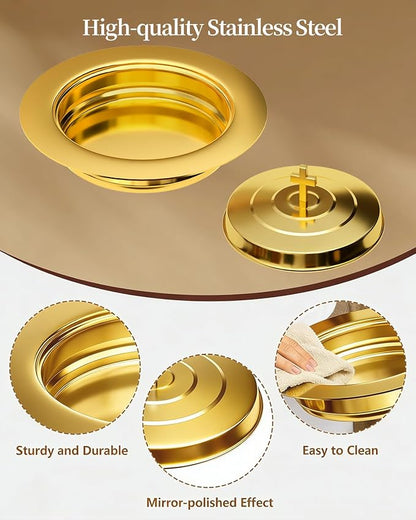 1PC Holy Communion Tray for Churches with Lid, Stainless Steel Communion Bread Tray Plates Polished Church Supplies Ware,Gold