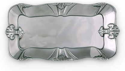 Arthur Court Designs Fleur-De-Lis Pattern Sand Casted in Aluminum with Artisan Quality Hand Polished Design Tarnish-Free 6 inch x 12 inch