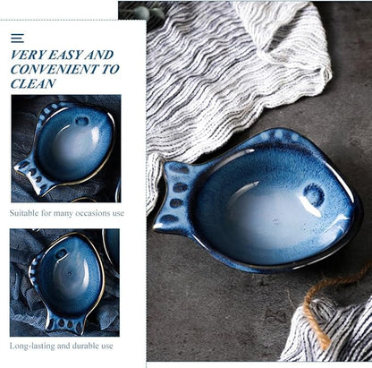 Alipis 2pcs Fish Style Ceramic Sauce Dishes Small Appetizer Plates for Condiments Vinegar and Dipping Sauces for Snacks and Desserts for Home Use