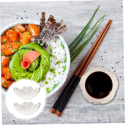 Generic 2pcs Sauce Dish Tea Bag Holder Dish Flower Seasoning Small Dipping Bowls Spice Dishes Fruit Containers Japanese Side Dish Appetizer Sushi Dipping Bowl Round Child White Organizer, 7X7X2.8cm