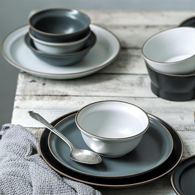 Dinner Plate Simple Ceramic Dinner Plates Creative Grey Nordic Plate Household Dishes and Bowls Porcelain Tableware for Kitchen(9 Inch Plate Grey)