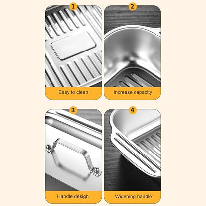 Elegant Silver Square Serving Tray Practical Stainless Steel Food Platter Rusts Dishwasher Compatible