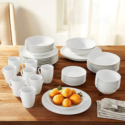 Plate and Bowl Set Porcelain Kitchen Dinnerware Set Ceramic tableware 10 Dinnerware Set,Service for 8,White,