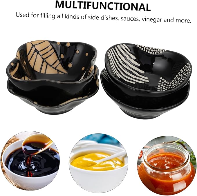 4pcs Fruit Dish Sauce Holders Ceramic Plate Soy Sauce Bowl for Kitchen
