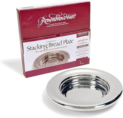 RemembranceWare: Communion Stacking Bread Plate - Silver Finish: Stainless Steel / Holds Up to 750 Pieces of Communion Bread / Works with Bread Plate Insert / Stackable